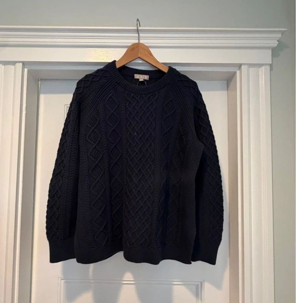 J.Crew Women’s 100% Cotton Cable-Knit Sweater Navy Size L